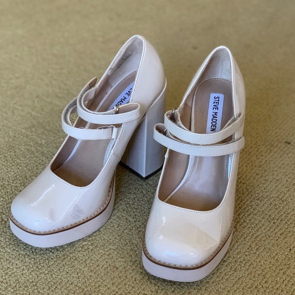 Steve Madden Twice Platform Pump Mary Jane Bone - Picture 1 of 8